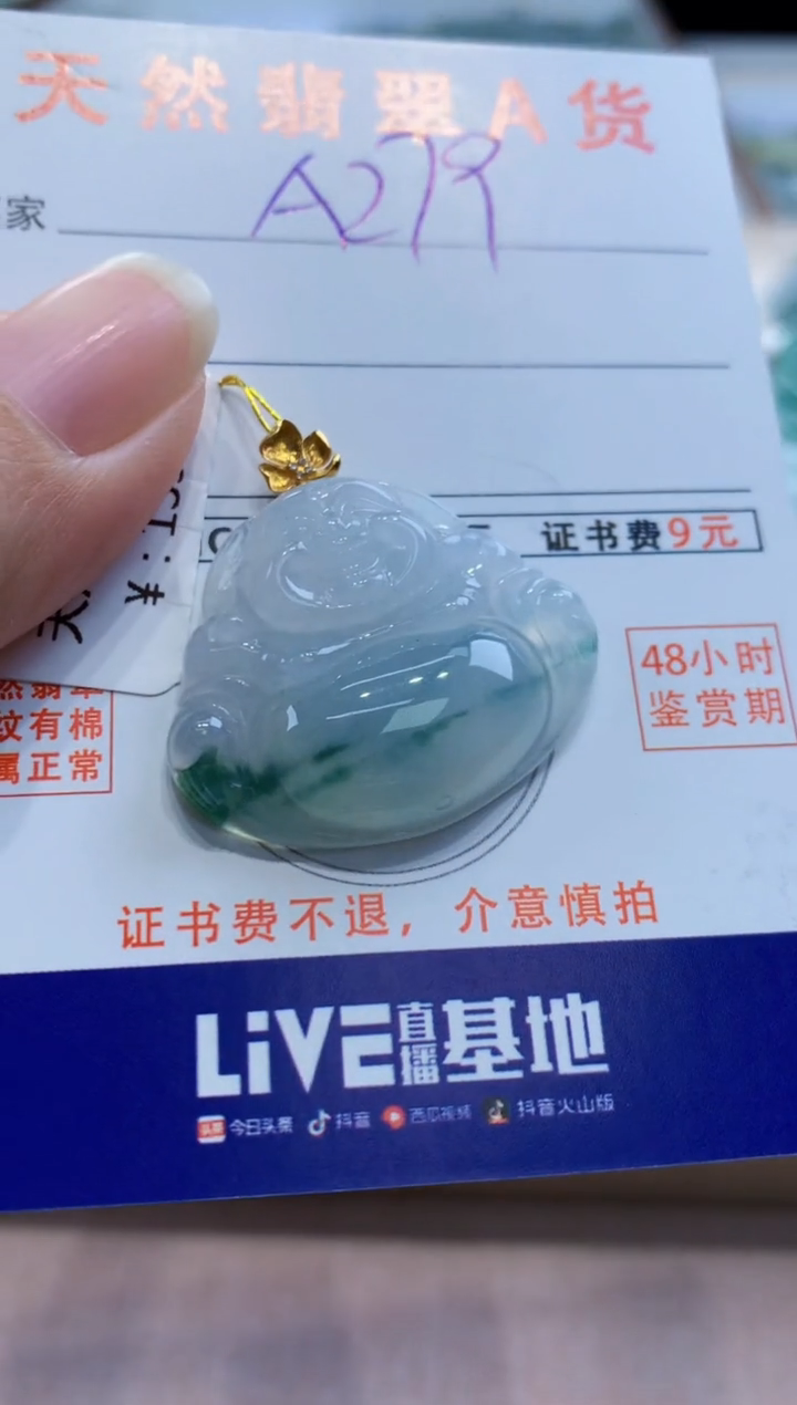 颈饰18K金镶嵌翡翠天然缅甸a货翡翠
