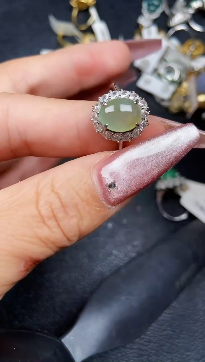 翡翠银S925镶嵌颈饰8736