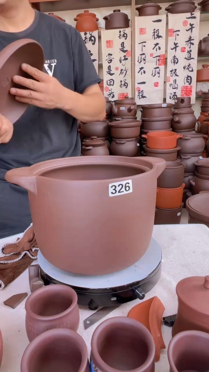 宜兴紫砂6升直筒锅紫泥 326