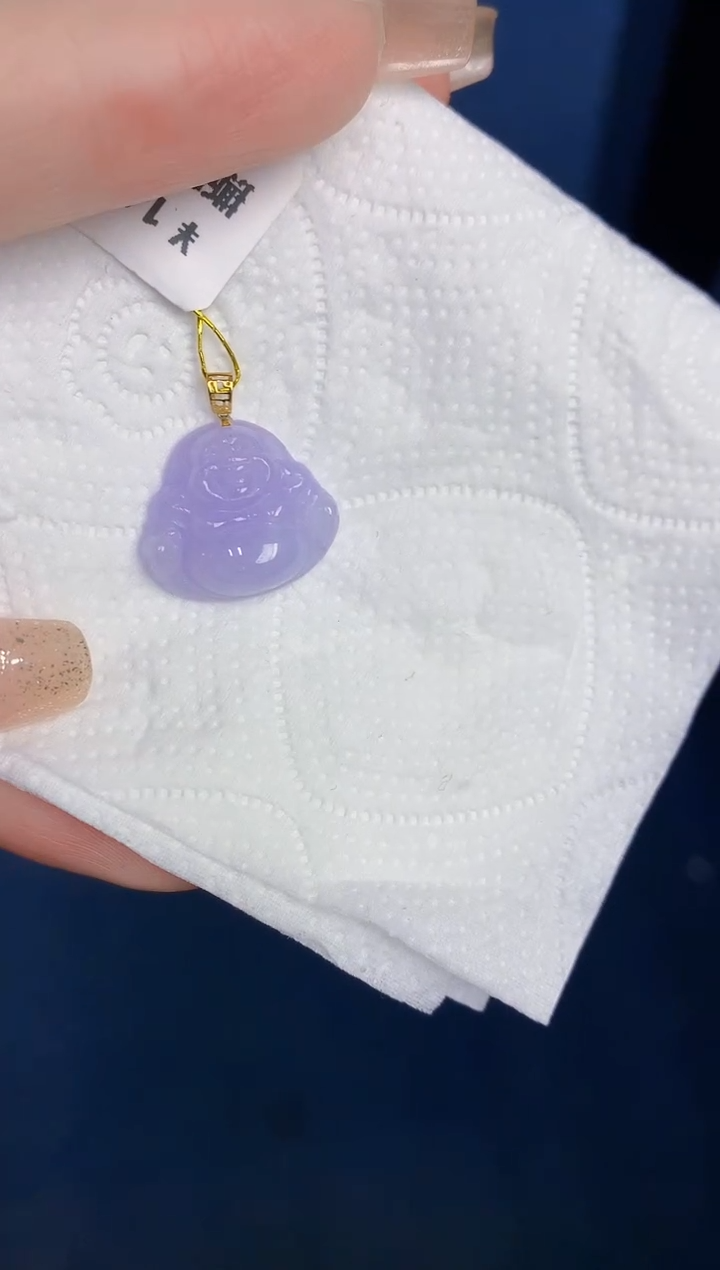 颈饰18K金镶嵌翡翠缅甸天然翡翠A货