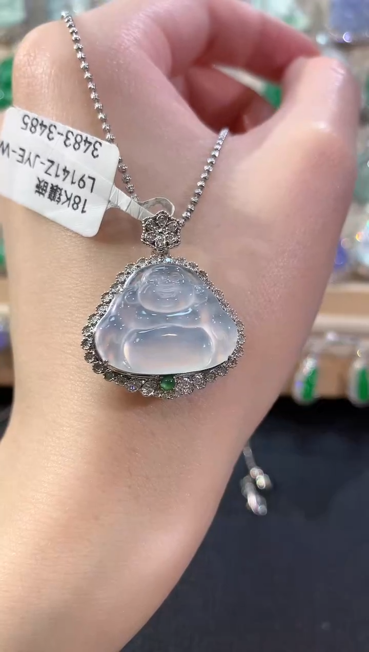 吊坠(不含链)18K金镶嵌翡翠冬日珠宝E60