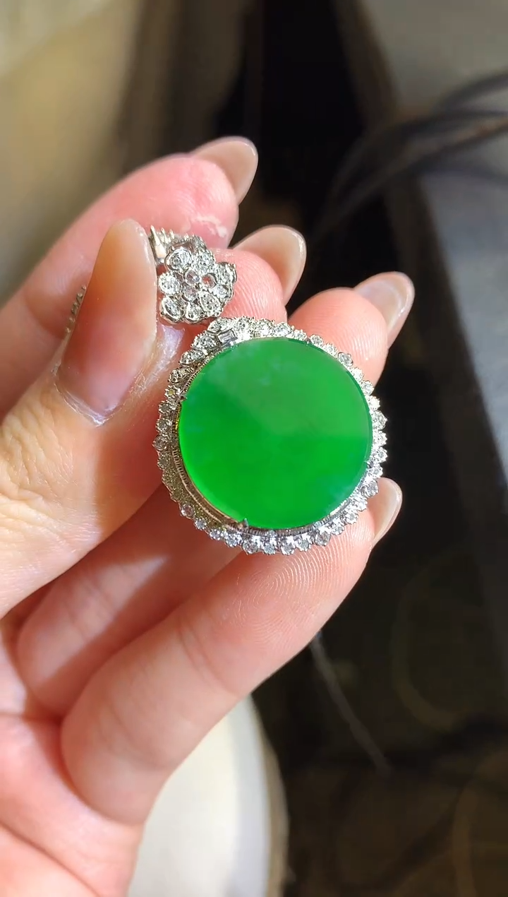 【闪购商品】翡翠吊坠(不含链)18K金镶嵌237-圆牌