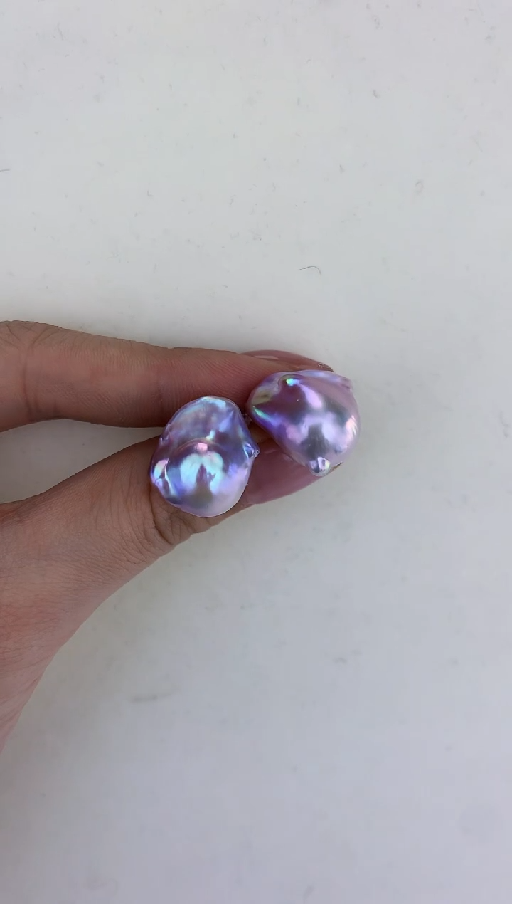 银S925镶嵌DA淡水珍珠巴洛克耳钉 X102