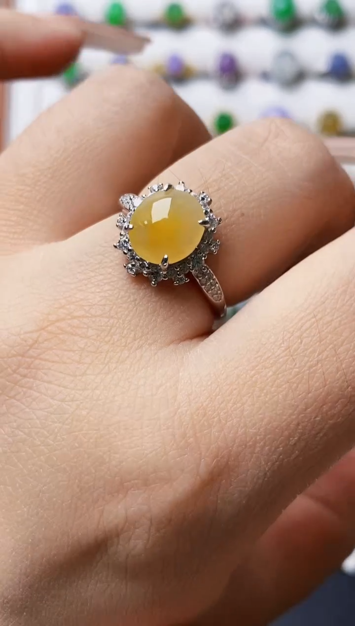 银S925镶嵌戒指翡翠0307