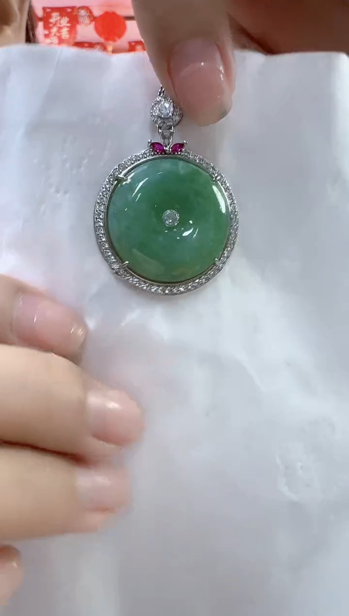 【闪购商品】翡翠颈饰未镶嵌孤品平安扣宽27高28厚7