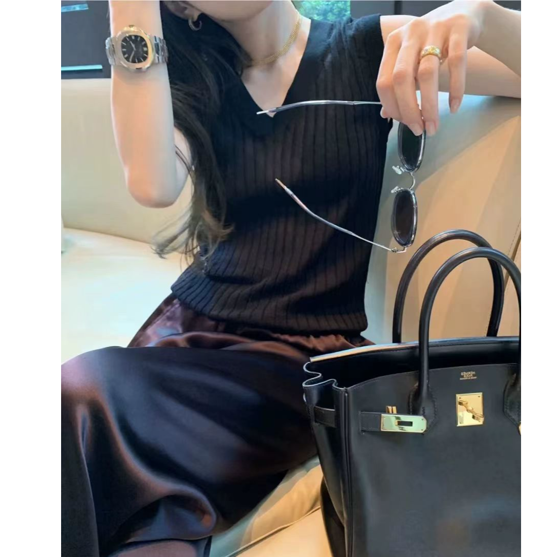 【安妮轻奢】醋酸抽绳直筒阔腿裤时尚百搭垂感