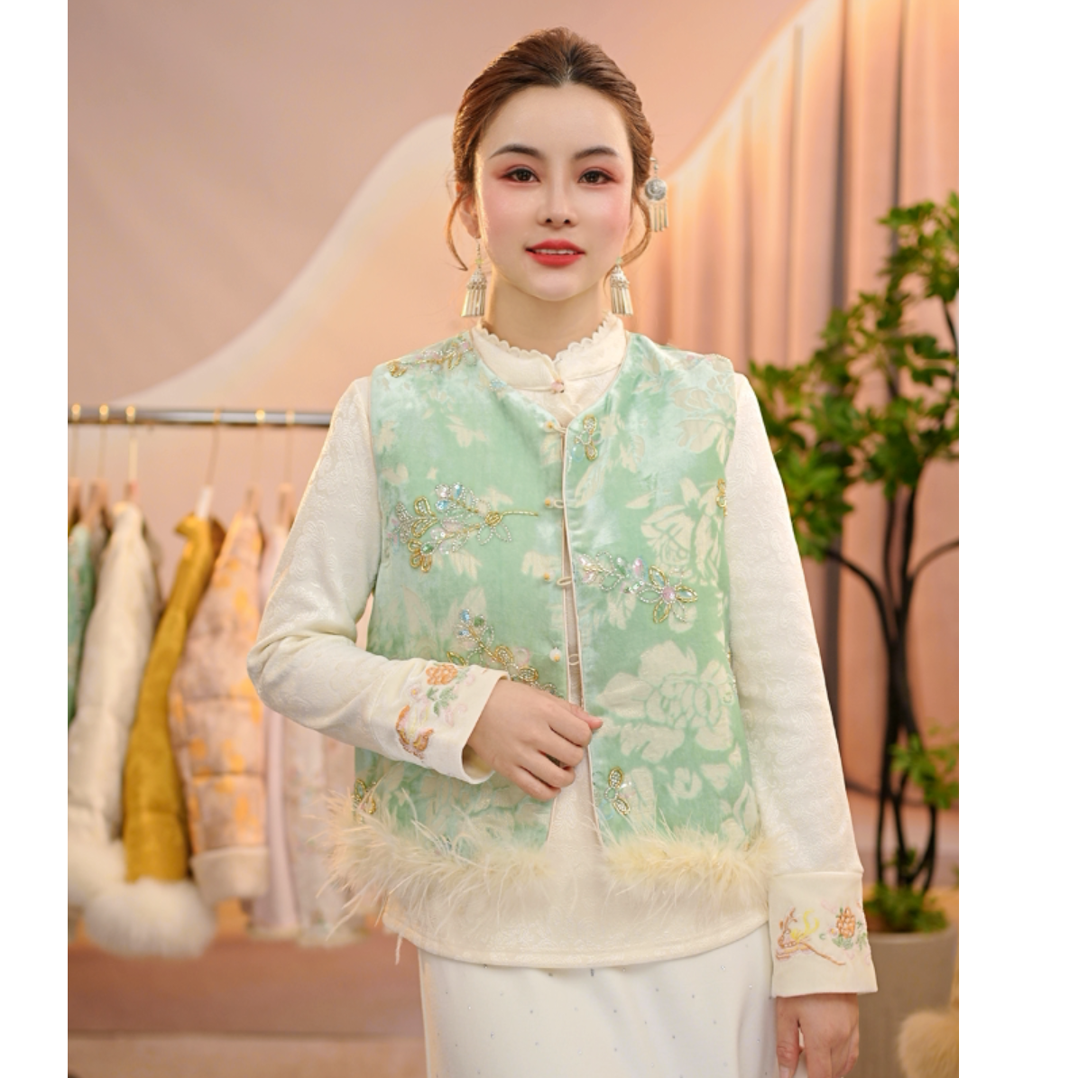 【珠翠如堂】新中式国风重工手工敲珠轻奢马甲