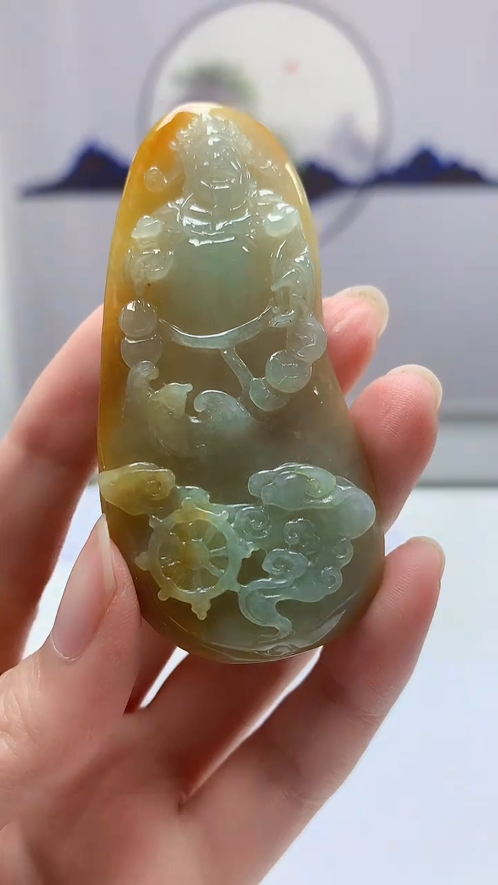 【闪购商品】定制翡翠未镶嵌4902zm-毛货挂件财神155