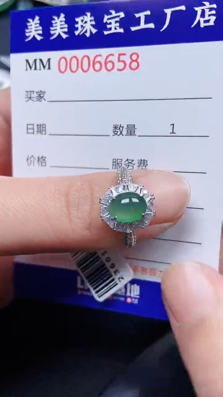 颈饰银S925镶嵌翡翠小*6658