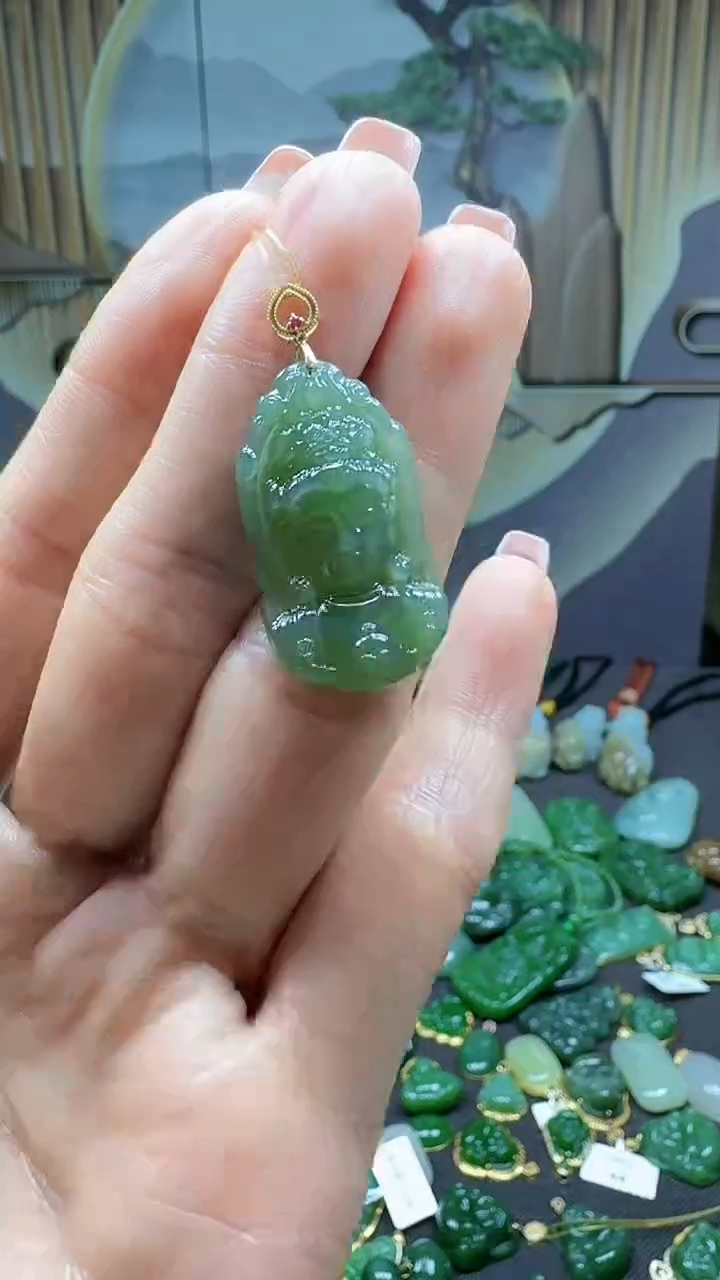 【闪购商品】和田玉吊坠(不含链)18K金镶嵌1