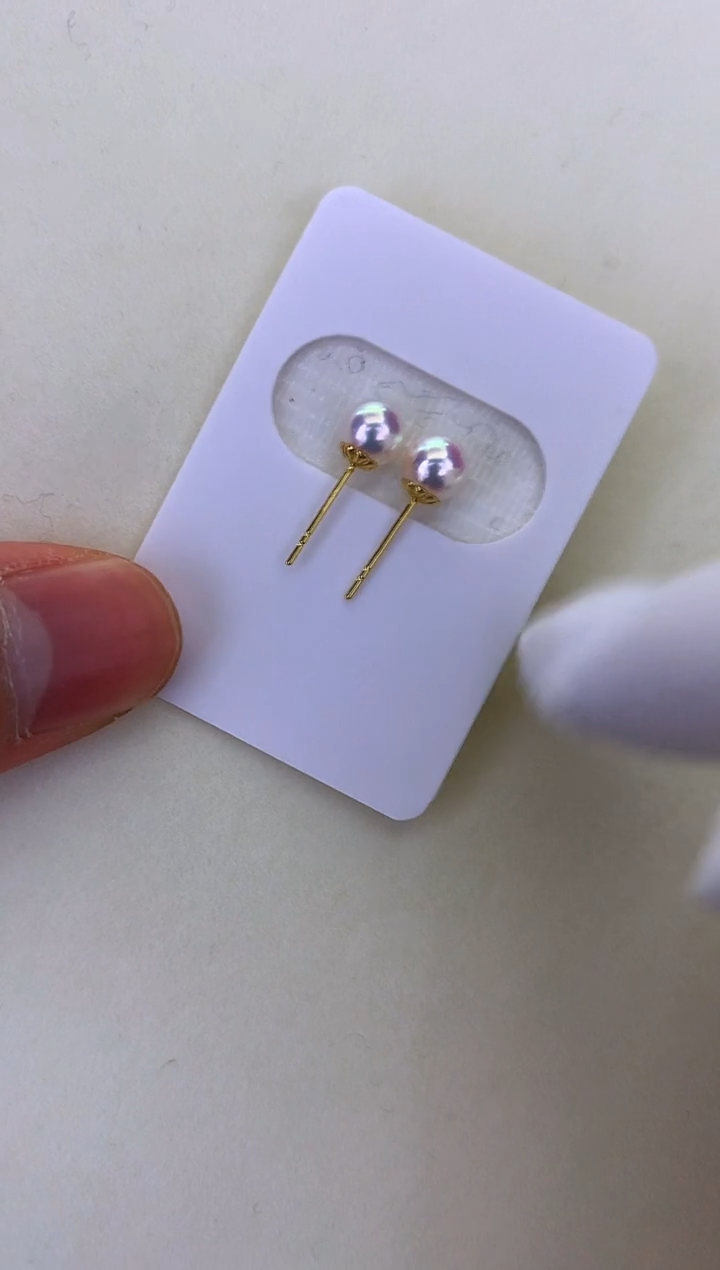 18K金镶嵌DA海水珍珠 GD001 5-6 素钉定制