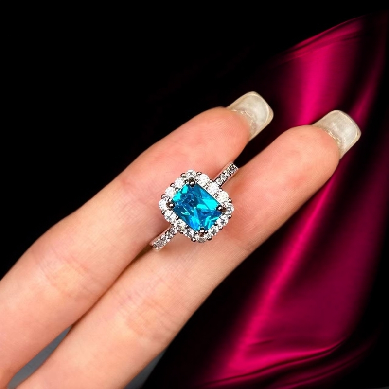 瑾萱高订名饰111-轻奢幻海蓝精切合金戒指