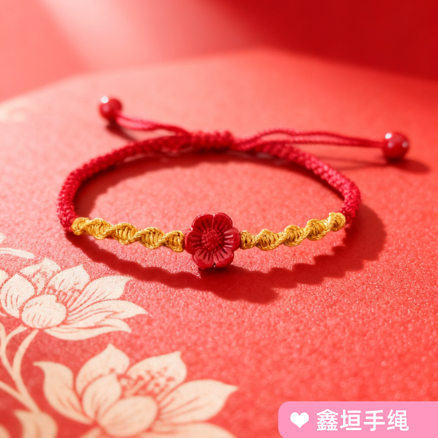 非金属布艺手链 纯手工编织 向日葵红绳手链纳福增势时尚简约情侣