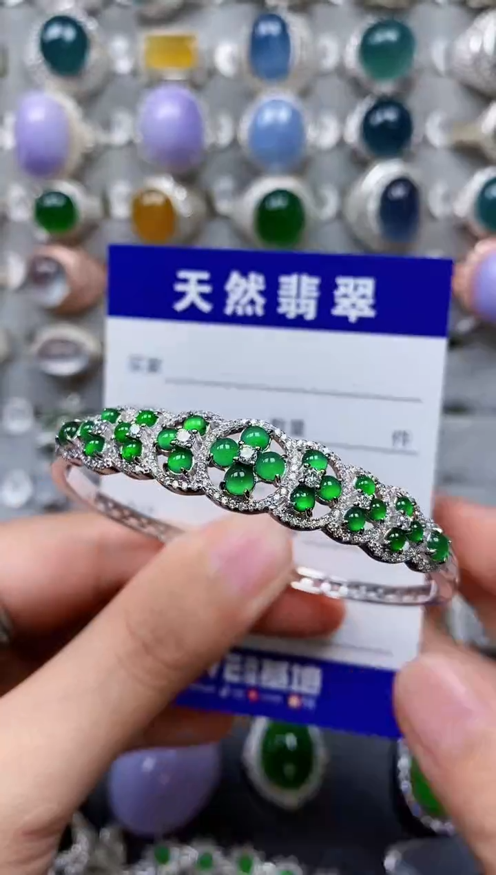 【闪购商品】翡翠手镯银S925镶嵌0423