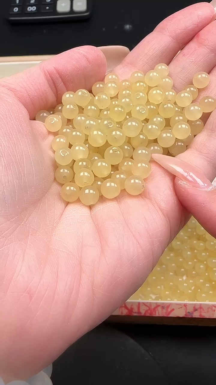 未镶嵌和田玉珠宝半成品蜂蜜水N256卡6mm散珠30颗