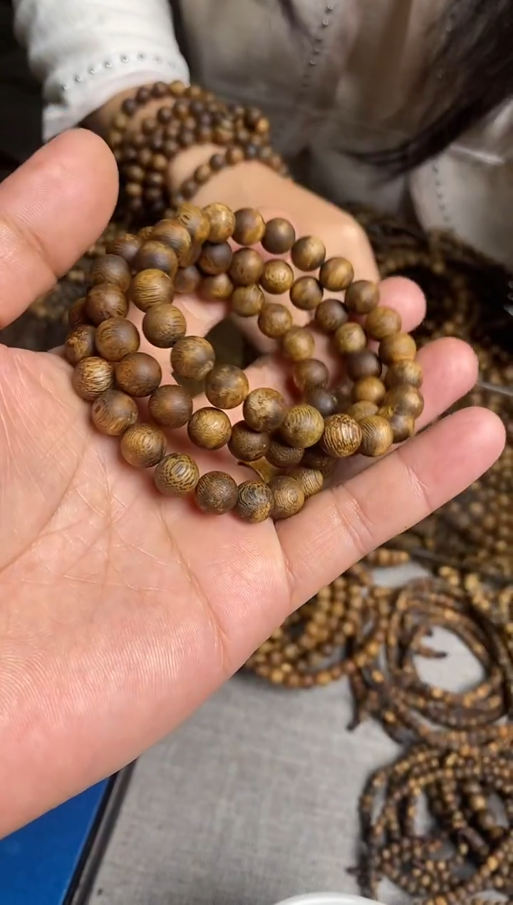 沉香手串千里香老料09圆珠单圈手串多样性发一