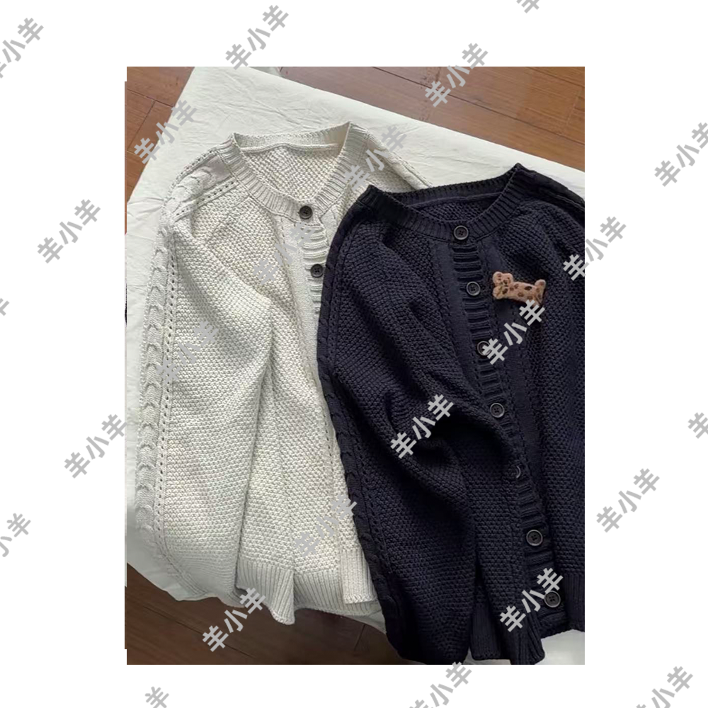 【羊小羊】367 长袖时尚百搭粗针宽松复古麻花秋季圆领毛衣针织衫