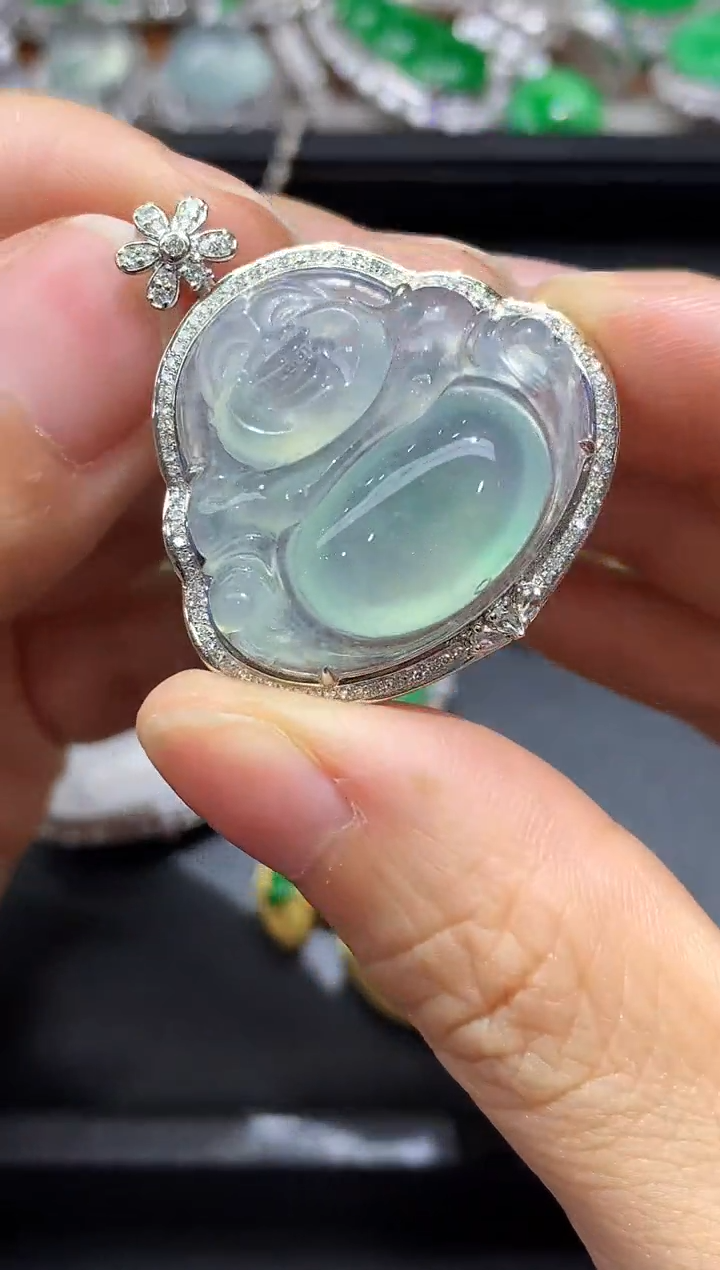 颈饰18K金镶嵌翡翠764-中国好珍宝