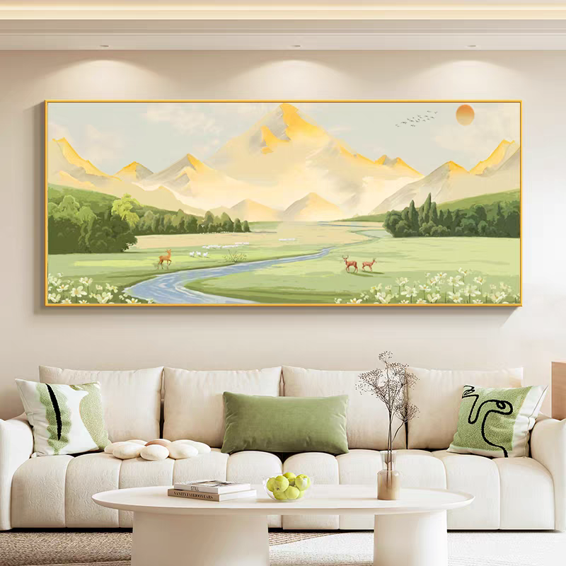 纯手工绣好的十字绣成品不带裱框风景日照金山客厅餐厅经典挂画