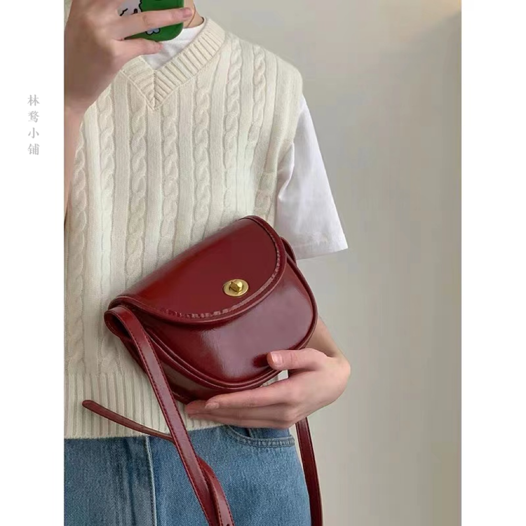 复古经典款马鞍包新年包包红色系斜挎包小众时尚百搭通勤