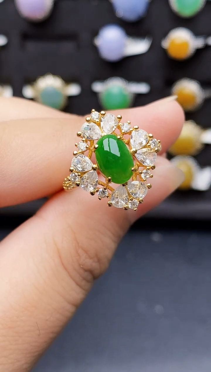 银S925镶嵌戒指翡翠4236