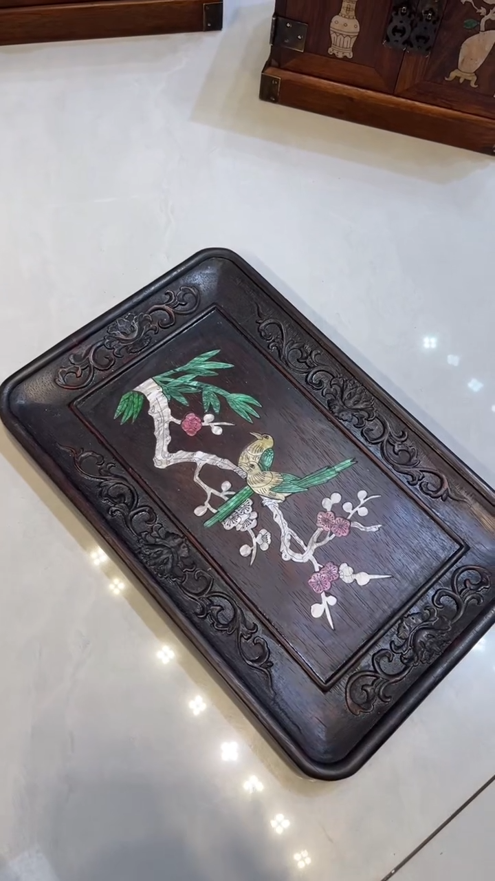 【闪购商品】贡木喜上眉梢螺钿茶盘