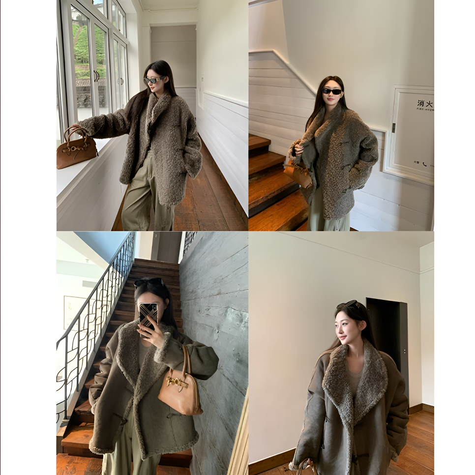  2025新款爆款超好看灰色加厚外套女款冬季