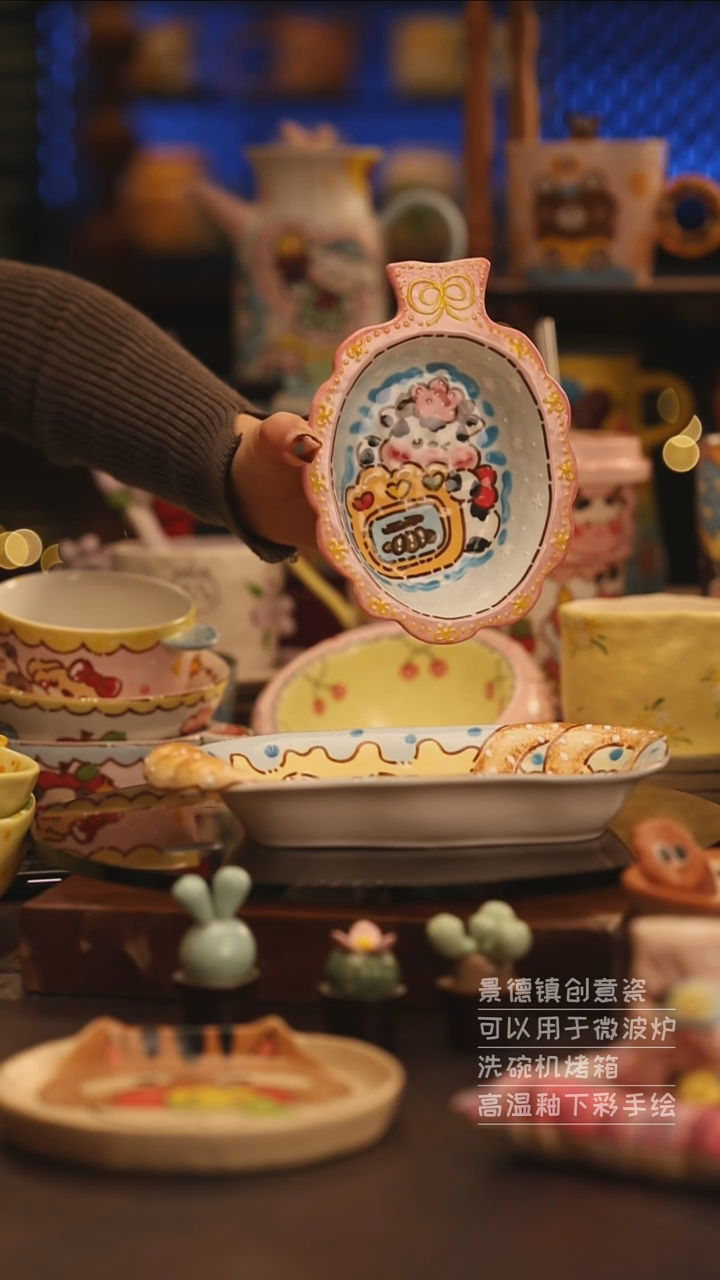 陶瓷景德镇可爱陶瓷釉下彩绘设计师款