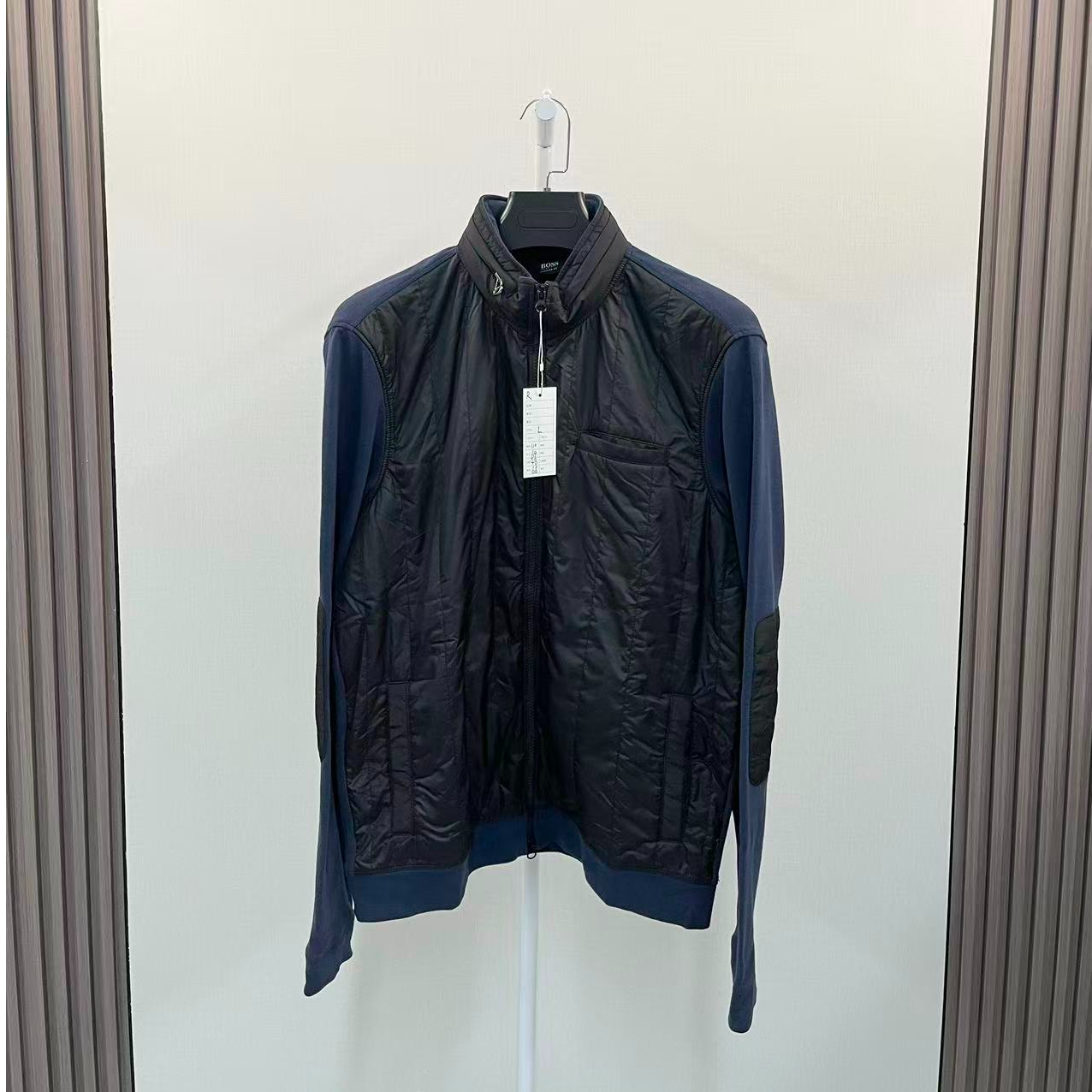 99新 HugoBoss/雨果博斯 /蓝黑色拼接尼龙拉链夹克外套/尺码L