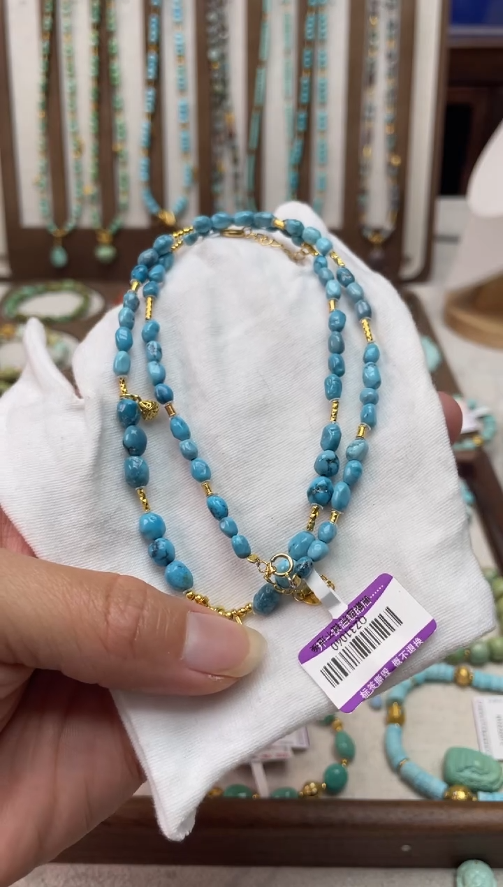 绿松石银S925镶嵌项链110