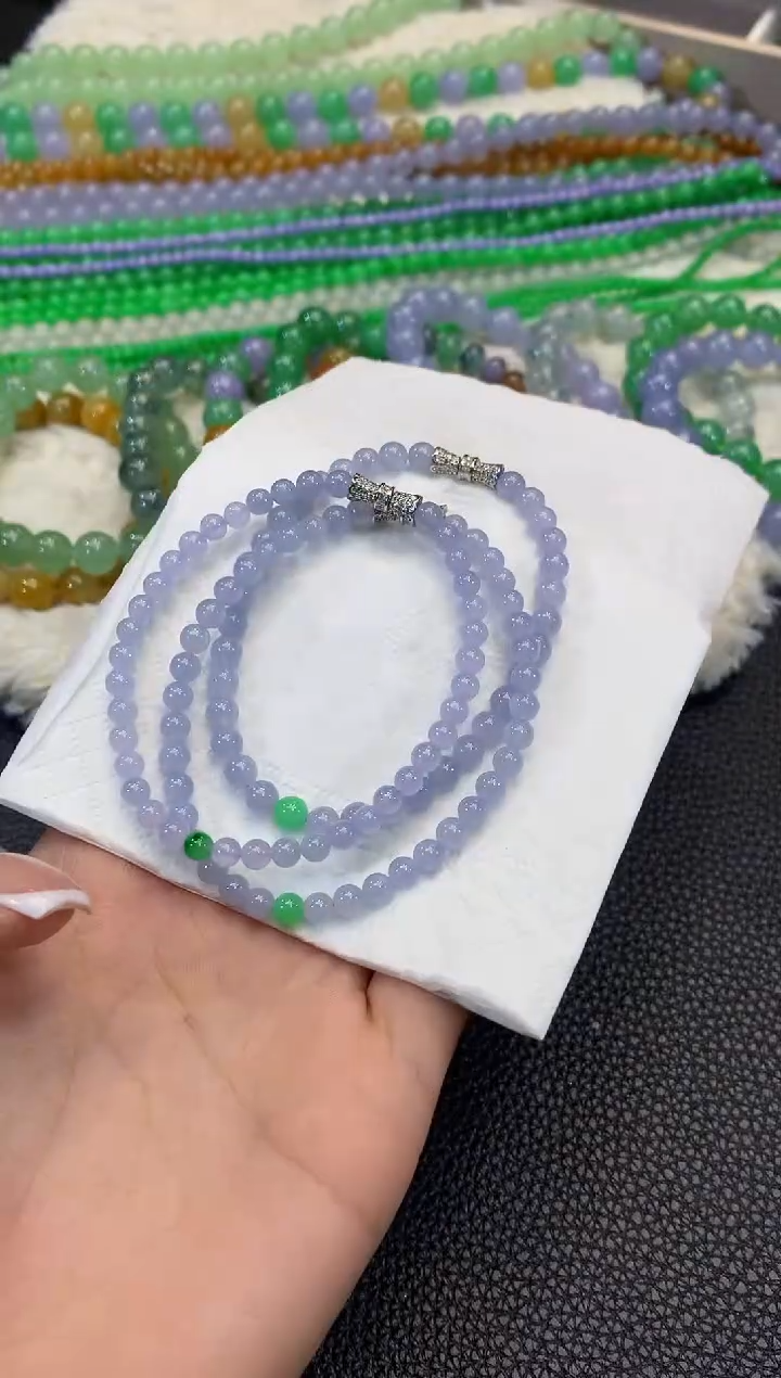 未镶嵌手串翡翠D34多样性发一件 紫货有一定色差