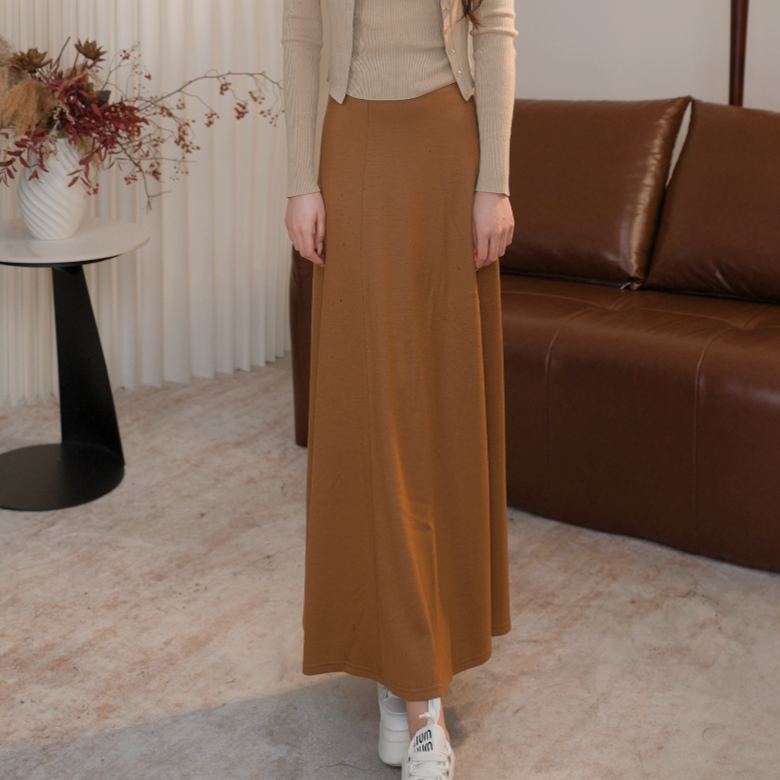 AMASS/阿玛施A字显瘦时尚秋冬棉羊毛纯色中长款半身裙5200502