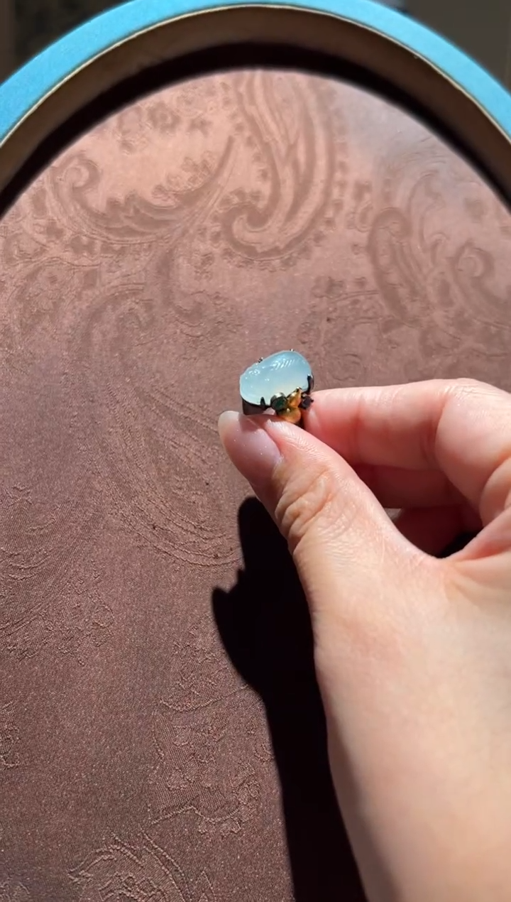 翡翠戒指合金红翡绿翠