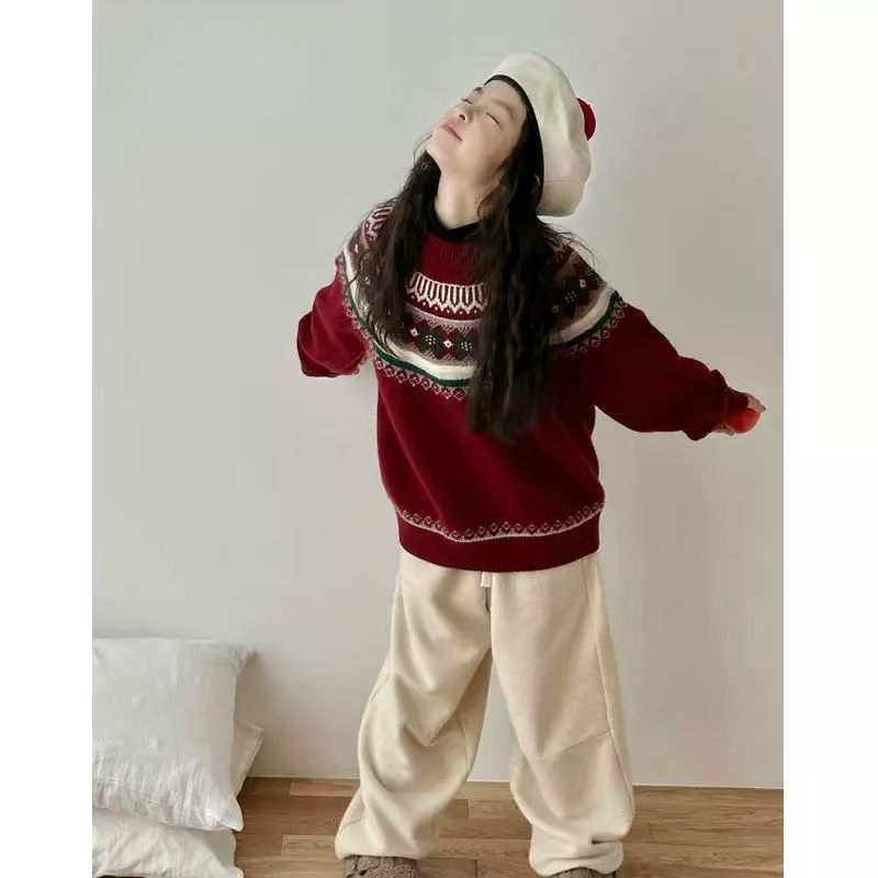 412179《现》优选韩版儿童舒适休闲洋气时尚加厚圆领秋冬毛衣