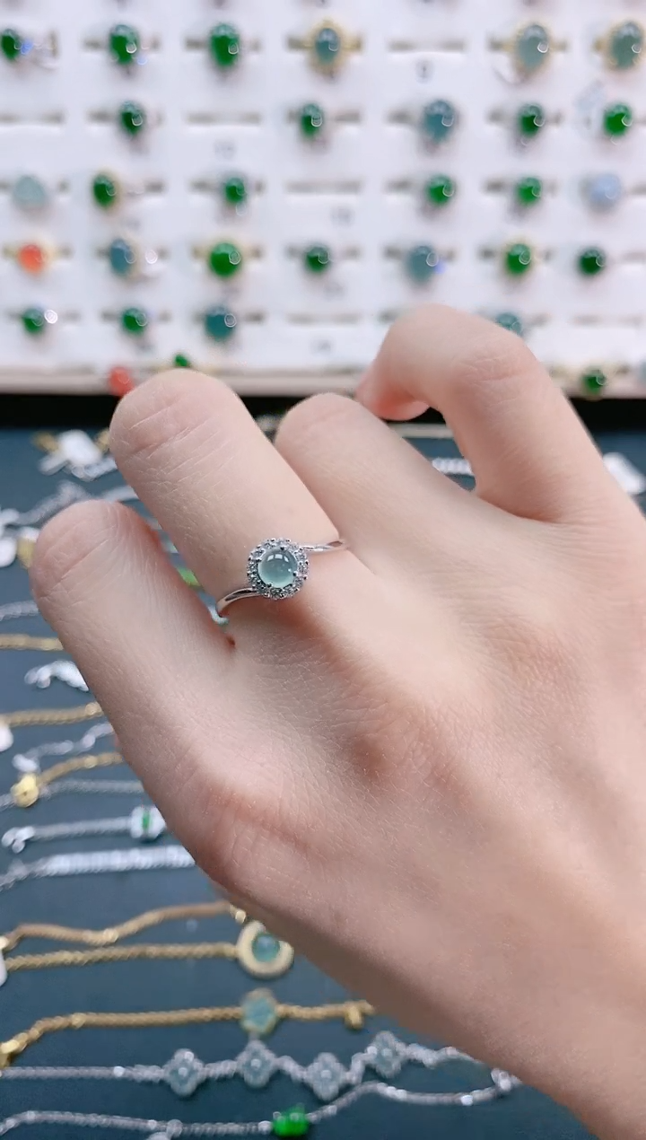 【闪购商品】翡翠戒指银S925镶嵌天然翡翠