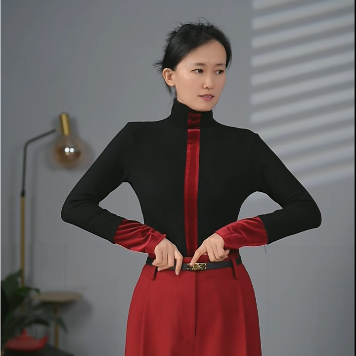 长袖衫女款加厚加绒打底衫秋冬走秀国风