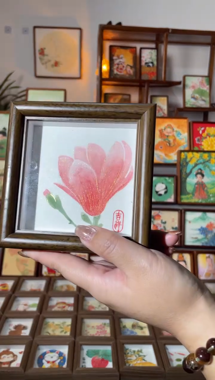 【闪购商品】国画【玉兰花开】手绘国画摆台