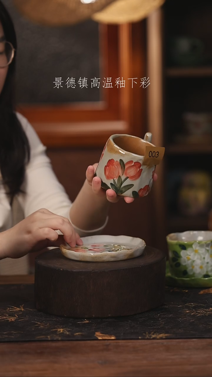 陶瓷景德镇高温釉下手绘陶瓷@L003@