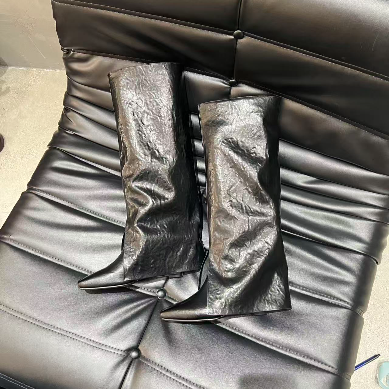 【安暖家】8cm~漫画腿显瘦裤管靴尖头高筒靴高跟长筒靴ASD281