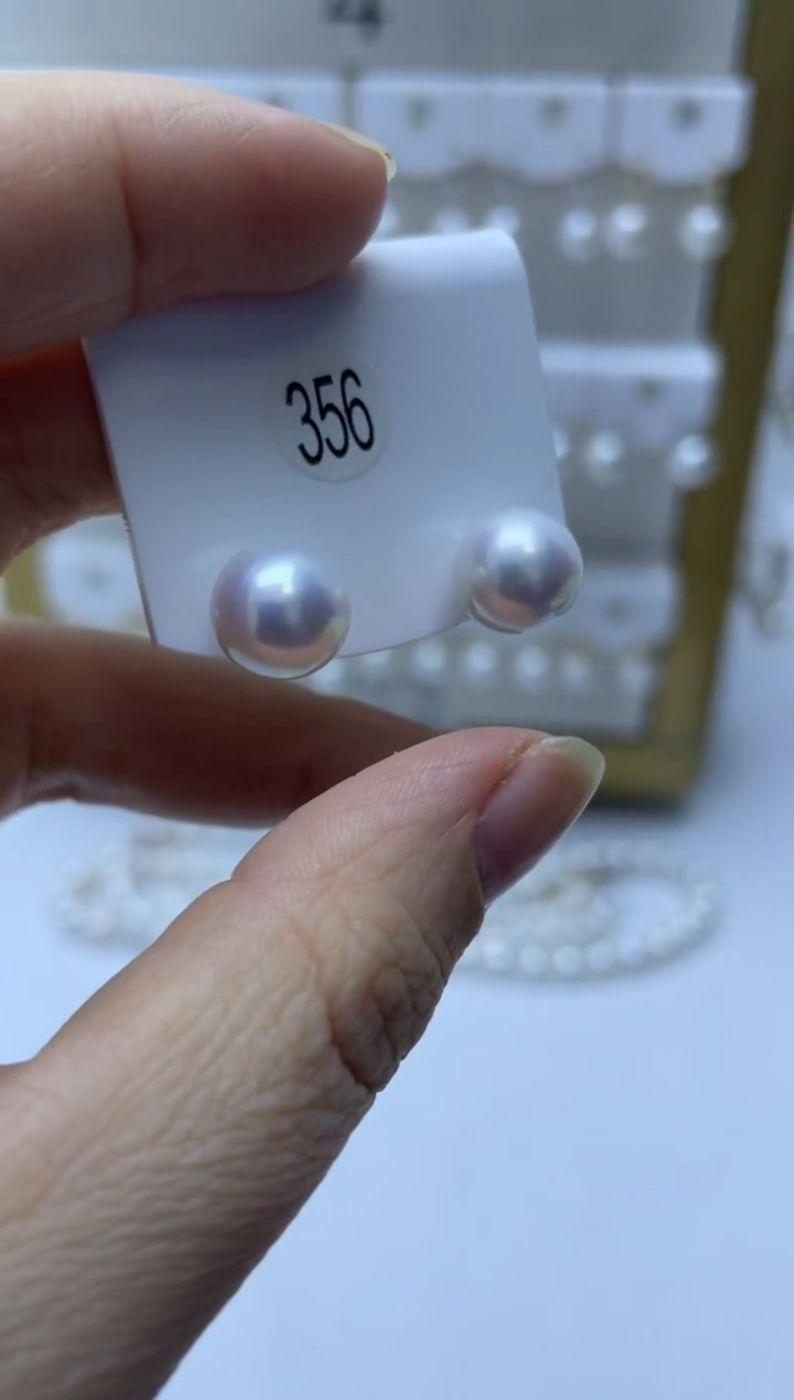 银S925镶嵌耳饰淡水珍珠356