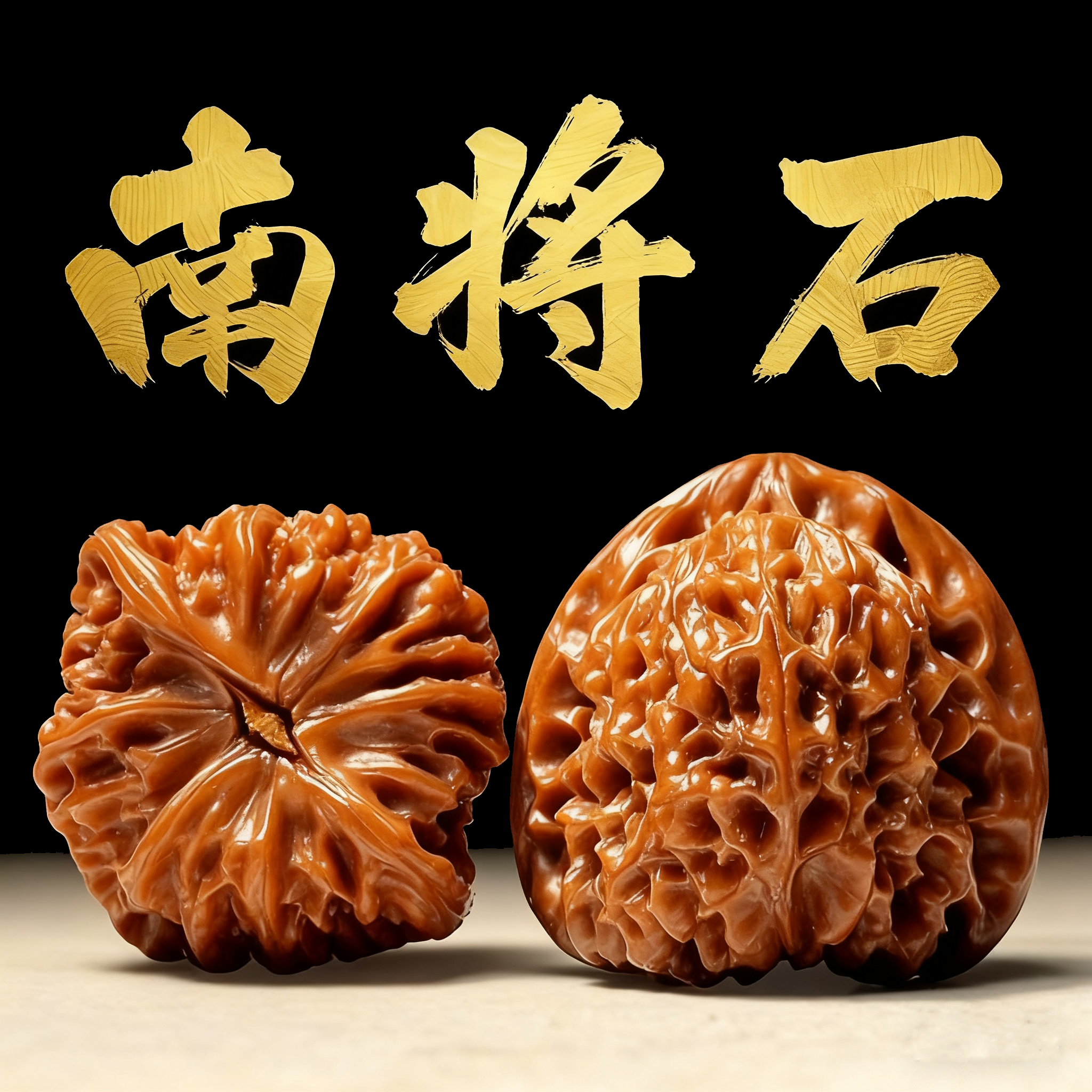 涿鹿南将石拉丝凹底文玩核桃