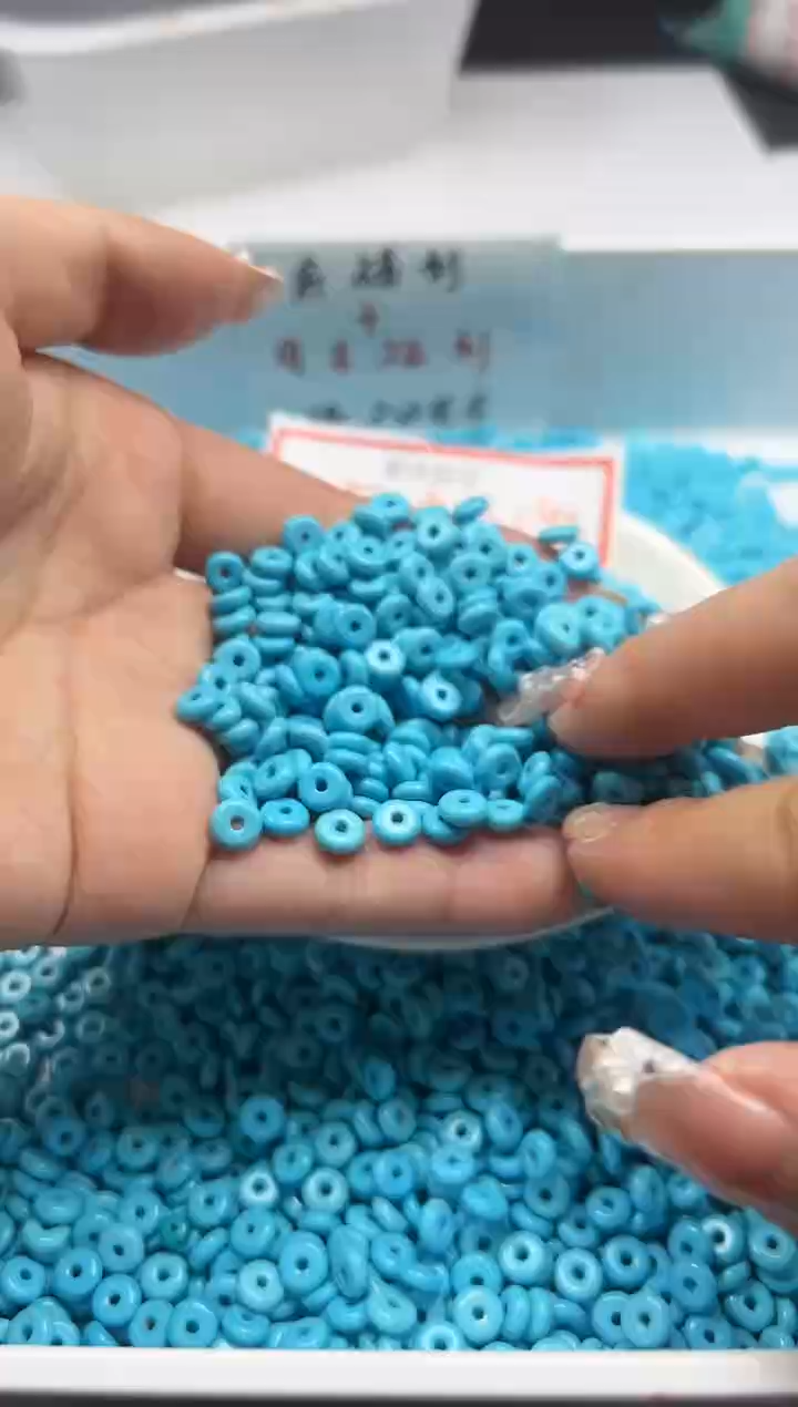 未镶嵌颈饰玛瑙/玉髓w525高瓷蓝*松算盘6*3mm*30颗