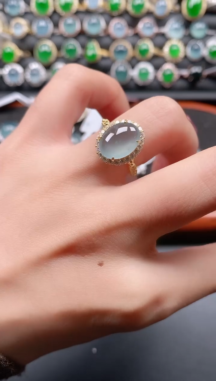 银S925镶嵌戒指翡翠11