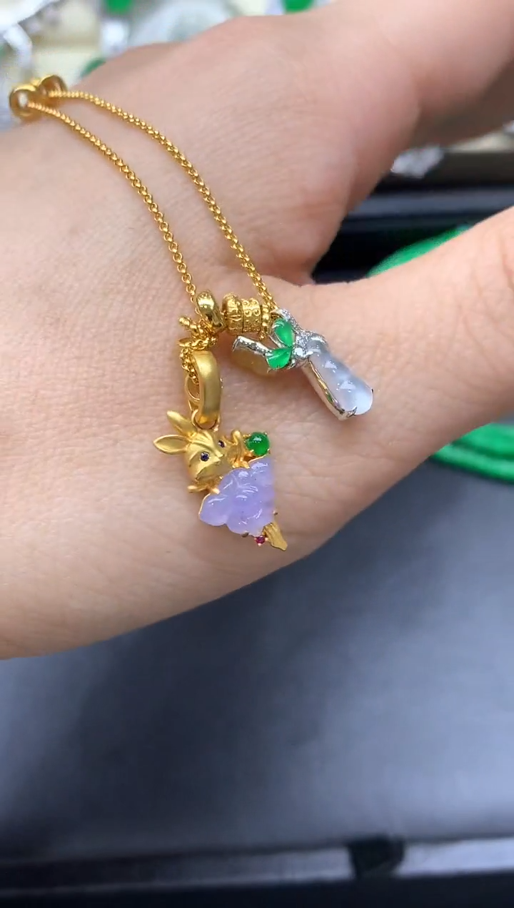 颈饰18K金镶嵌翡翠671-中国好珍宝