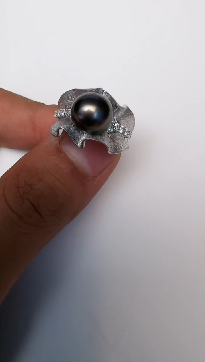 海水珍珠银S925镶嵌戒指戒指