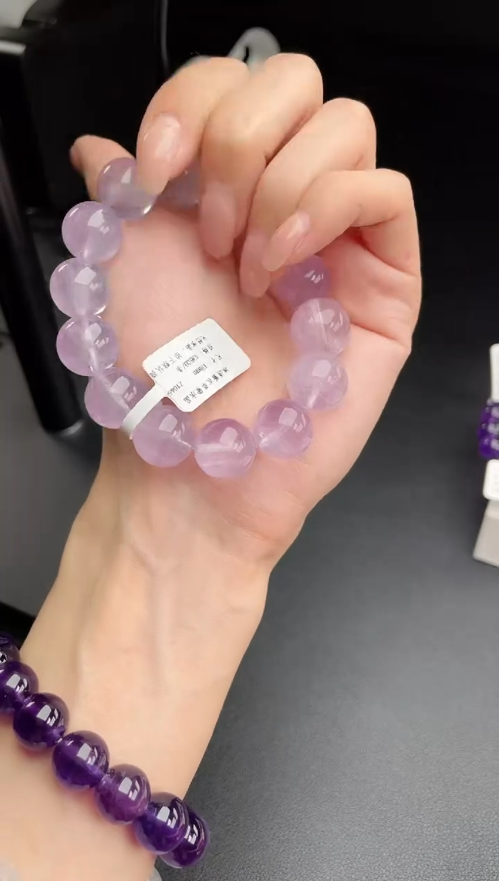 【闪购商品】水晶手链未镶嵌天然冰透薰衣草紫水晶13mm