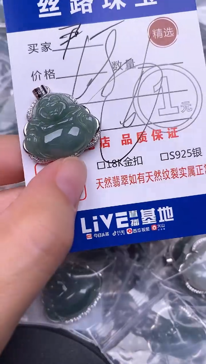 颈饰银S925镶嵌翡翠尹*儿挂件