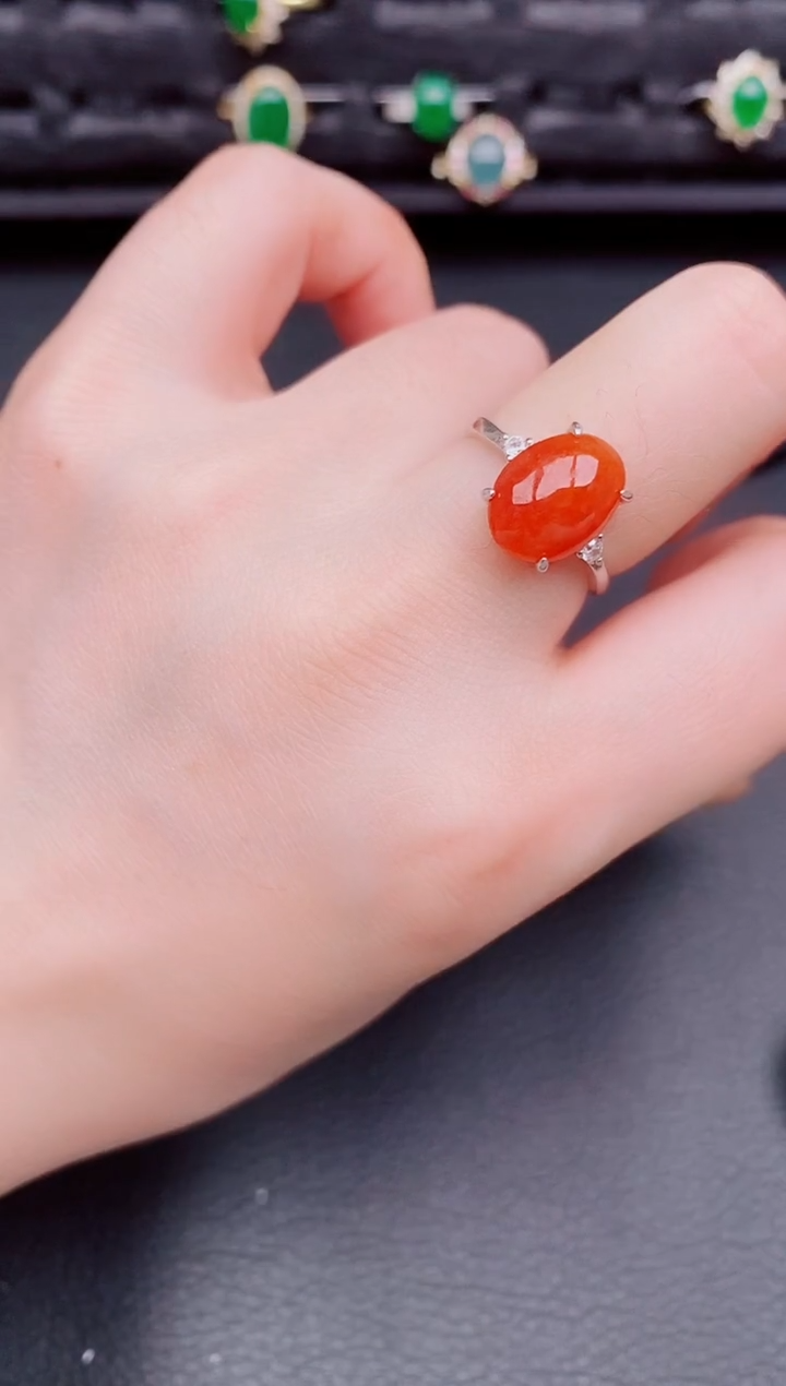 【闪购商品】翡翠戒指银S925镶嵌天然a货翡翠234