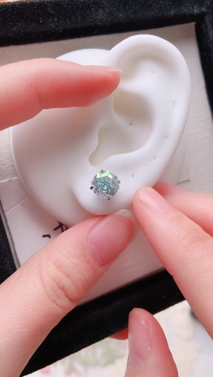 钛钢合金合成立方氧化锆8M玫瑰切|8103一只