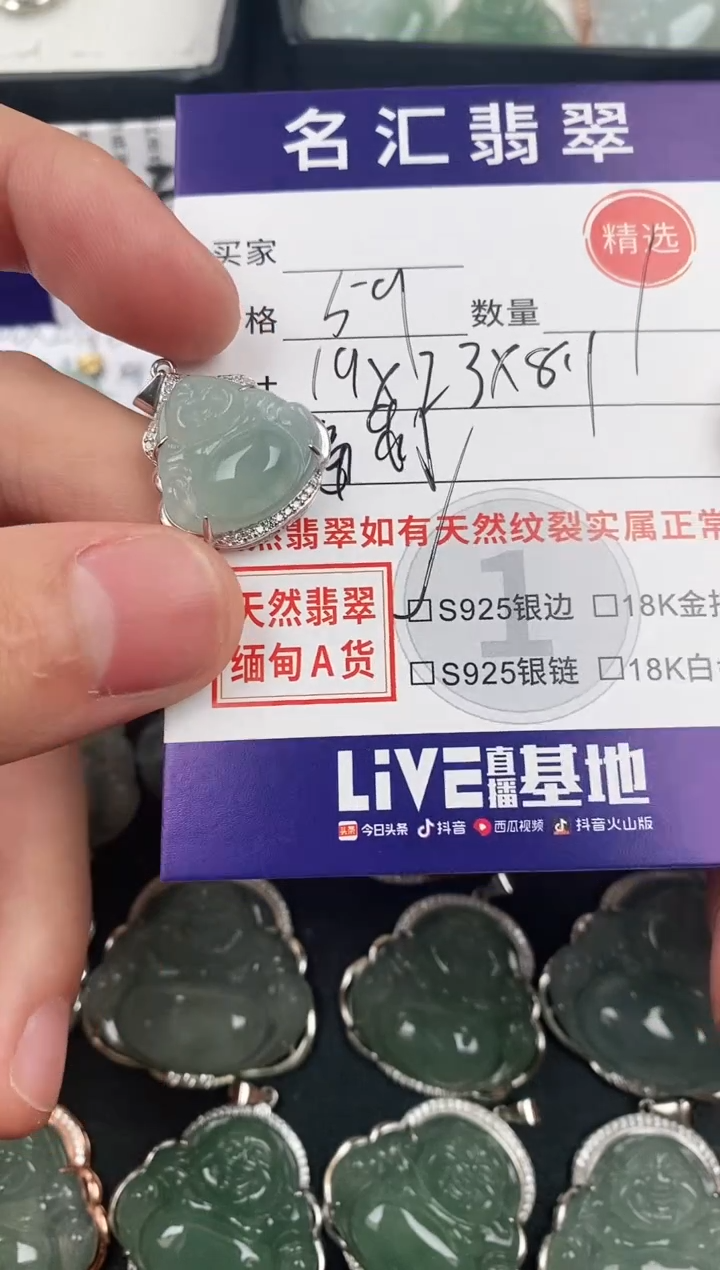 颈饰银S925镶嵌翡翠·